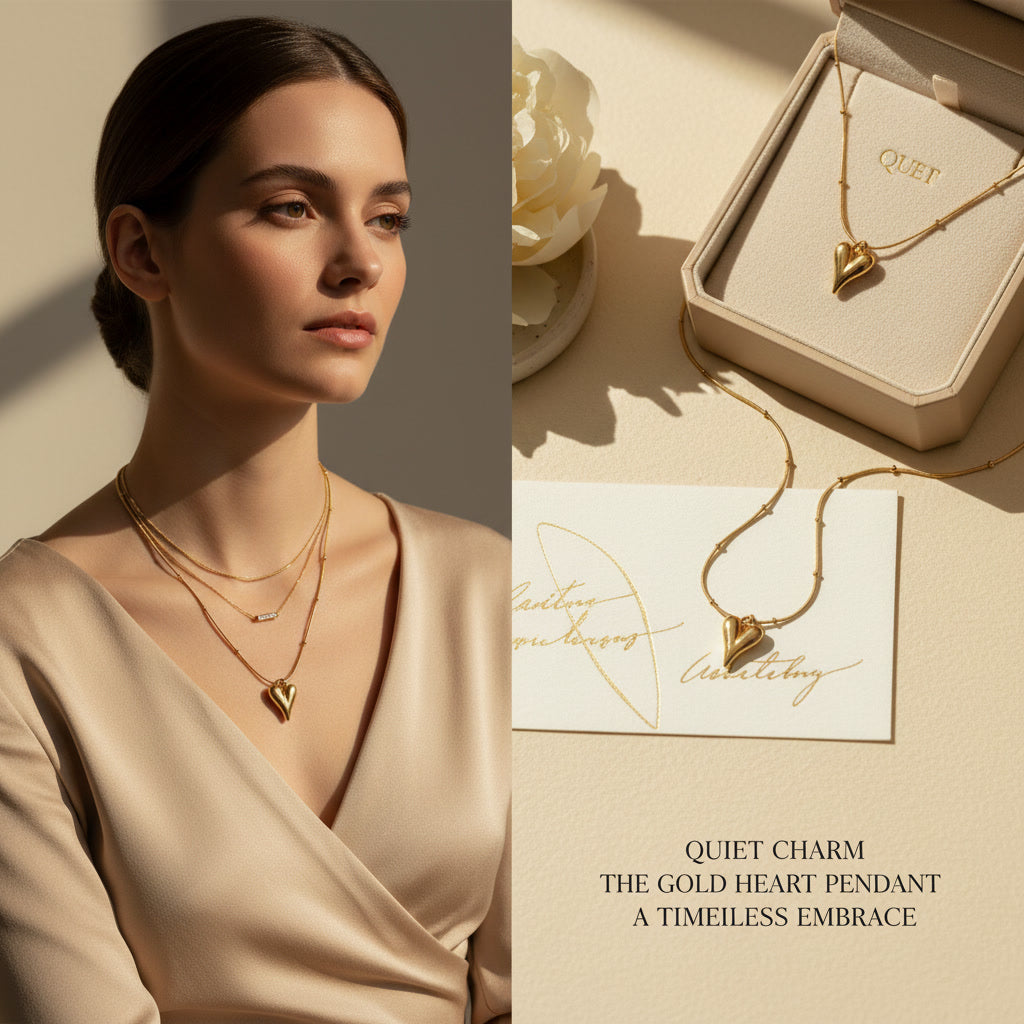 Golden heart pendent with chain